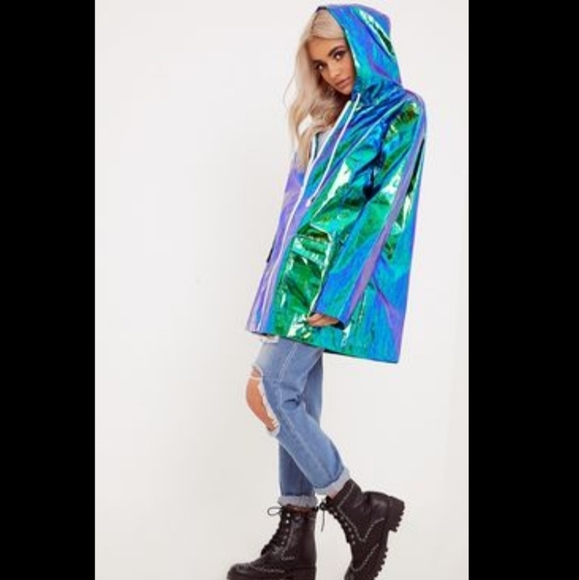 Topshop Jackets & Blazers - TOPSHOP Iridescent Hooded Jacket Size 2 Petite